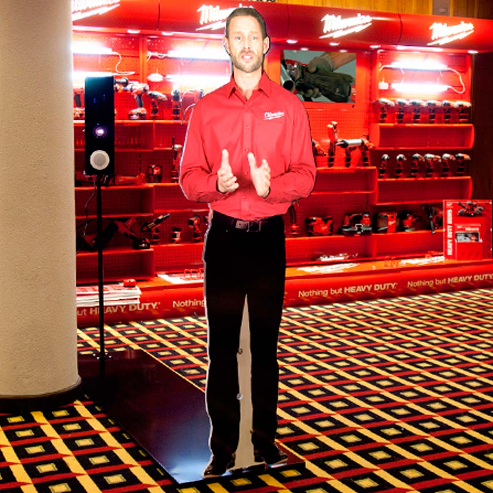 life size virtual mannequin presenter on retail shop floor display